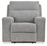 Biscoe Pewter Performance Fabric Dual Power Recliner by Ashley at Eve Furniture