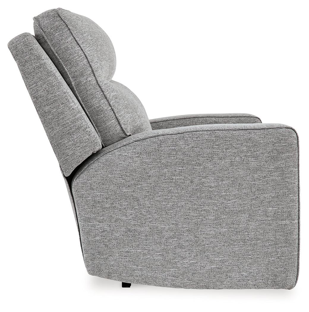 Biscoe Pewter Performance Fabric Dual Power Recliner by Ashley at Eve Furniture