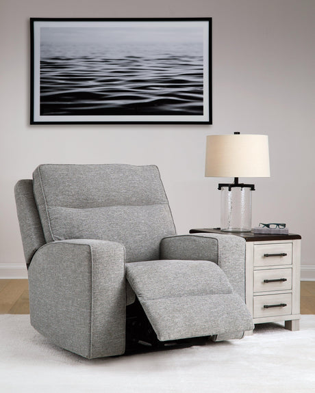 Biscoe Pewter Performance Fabric Dual Power Recliner by Ashley at Eve Furniture