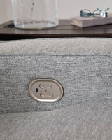 Biscoe Pewter Performance Fabric Dual Power Reclining Loveseat by Ashley at Eve Furniture