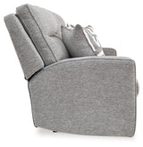 Biscoe Pewter Performance Fabric Dual Power Reclining Loveseat by Ashley at Eve Furniture
