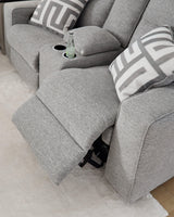 Biscoe Pewter Performance Fabric Dual Power Reclining Loveseat by Ashley at Eve Furniture