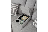 Biscoe Pewter Performance Fabric Dual Power Reclining Sofa and Loveseat by Ashley at Eve Furniture