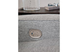 Biscoe Pewter Performance Fabric Dual Power Reclining Sofa and Loveseat by Ashley at Eve Furniture