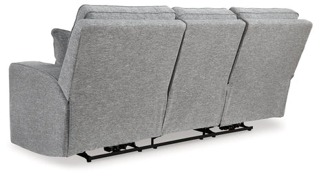 Biscoe Pewter Performance Fabric Dual Power Reclining Sofa by Ashley at Eve Furniture
