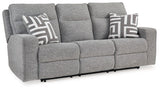 Biscoe Pewter Performance Fabric Dual Power Reclining Sofa by Ashley at Eve Furniture