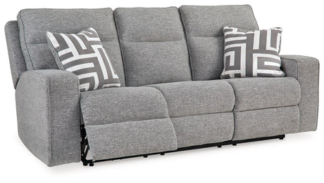 Biscoe Pewter Performance Fabric Dual Power Reclining Sofa by Ashley at Eve Furniture