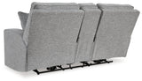 Biscoe Pewter Performance Fabric Dual Power Reclining Loveseat by Ashley at Eve Furniture