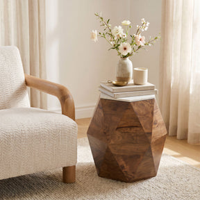 Bisel White & Walnut Side Table by Zuomod at Eve Furniture