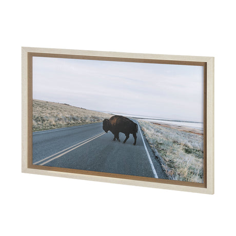 Bison Crossing by Chelsea Victoria a Hand Embelished Textured Framed Photo Art Print Matted under Gl by Mercana at Eve Furniture
