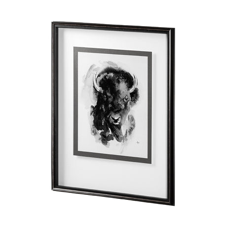 Bison I by Mercana Studio a Hand Embellished Textured Framed Art Print Matted under Glass by Mercana at Eve Furniture