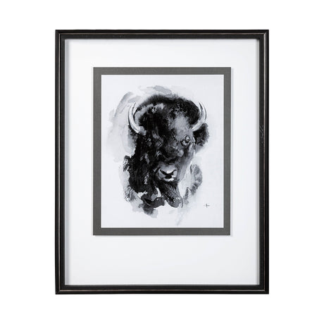 Bison I by Mercana Studio a Hand Embellished Textured Framed Art Print Matted under Glass by Mercana at Eve Furniture
