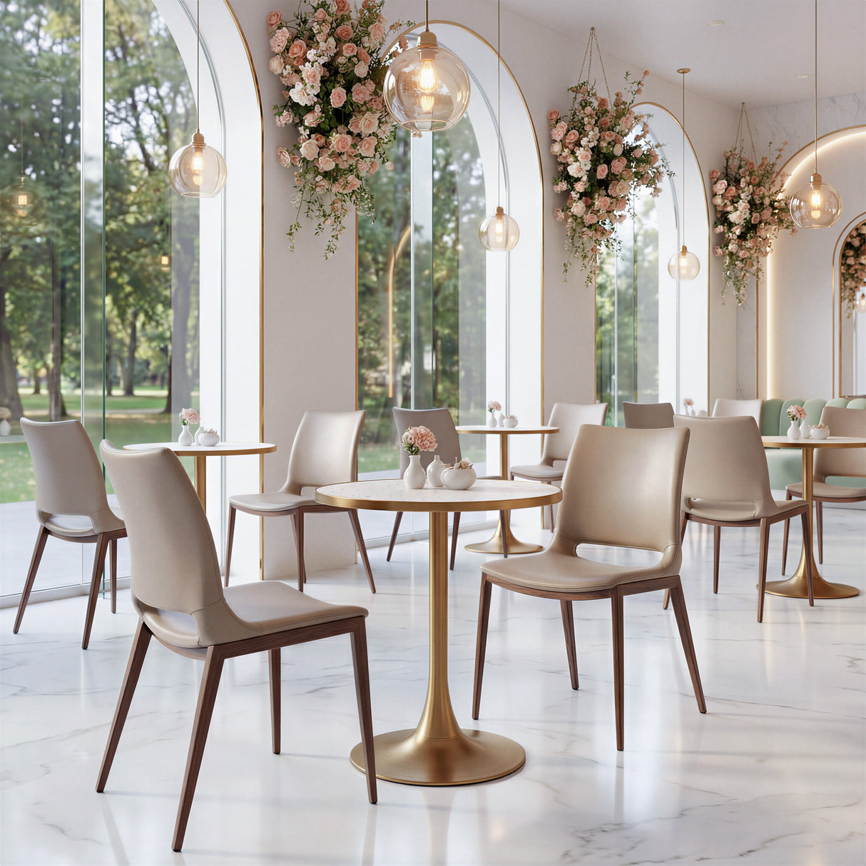Bite Beige & Gold Bistro Table by Zuomod at Eve Furniture