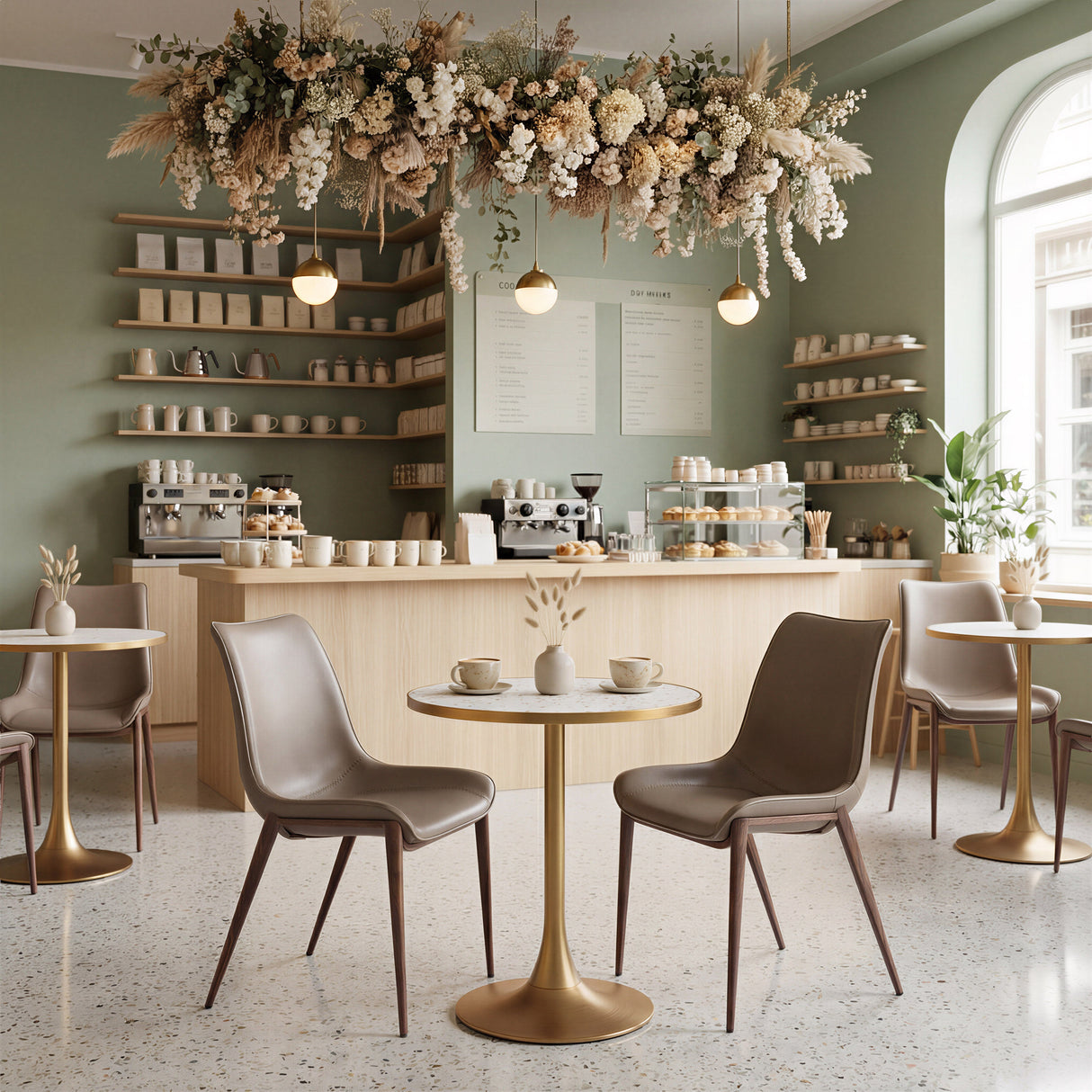 Bite Beige & Gold Bistro Table by Zuomod at Eve Furniture
