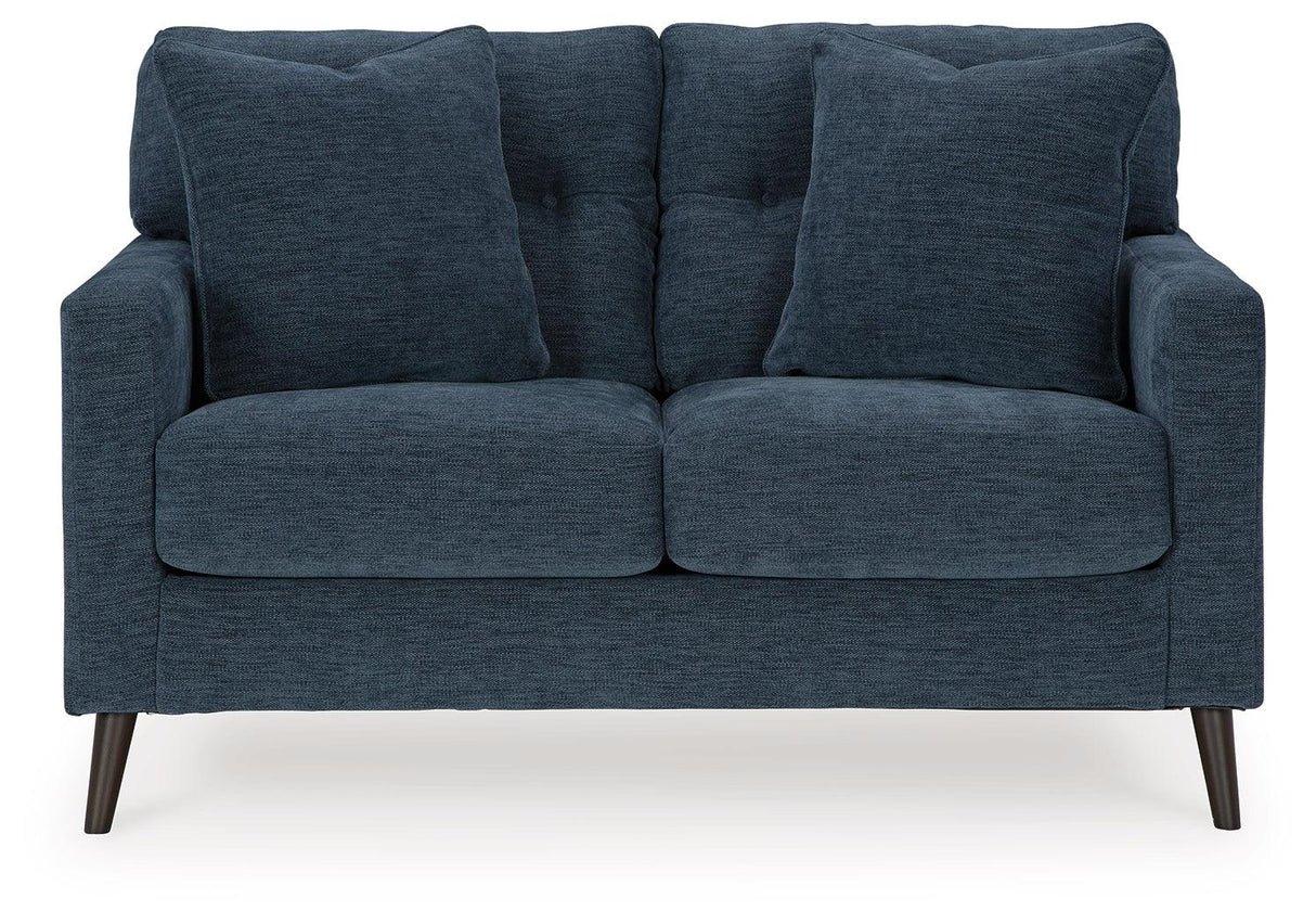 Bixler Navy Loveseat by Ashley at Eve Furniture