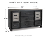 Foyland California King Panel Storage Bed with Dresser in Black/Brown