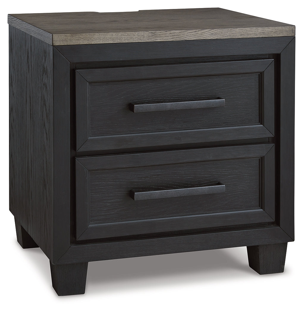 Foyland California King Panel Storage Bed with Mirrored Dresser and 2 Nightstands in Black/Brown