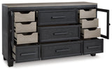 Foyland Queen Panel Storage Bed with Dresser in Black/Brown