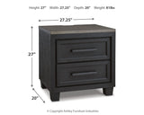 Foyland Queen Panel Storage Bed with Mirrored Dresser, Chest and Nightstand in Black/Brown