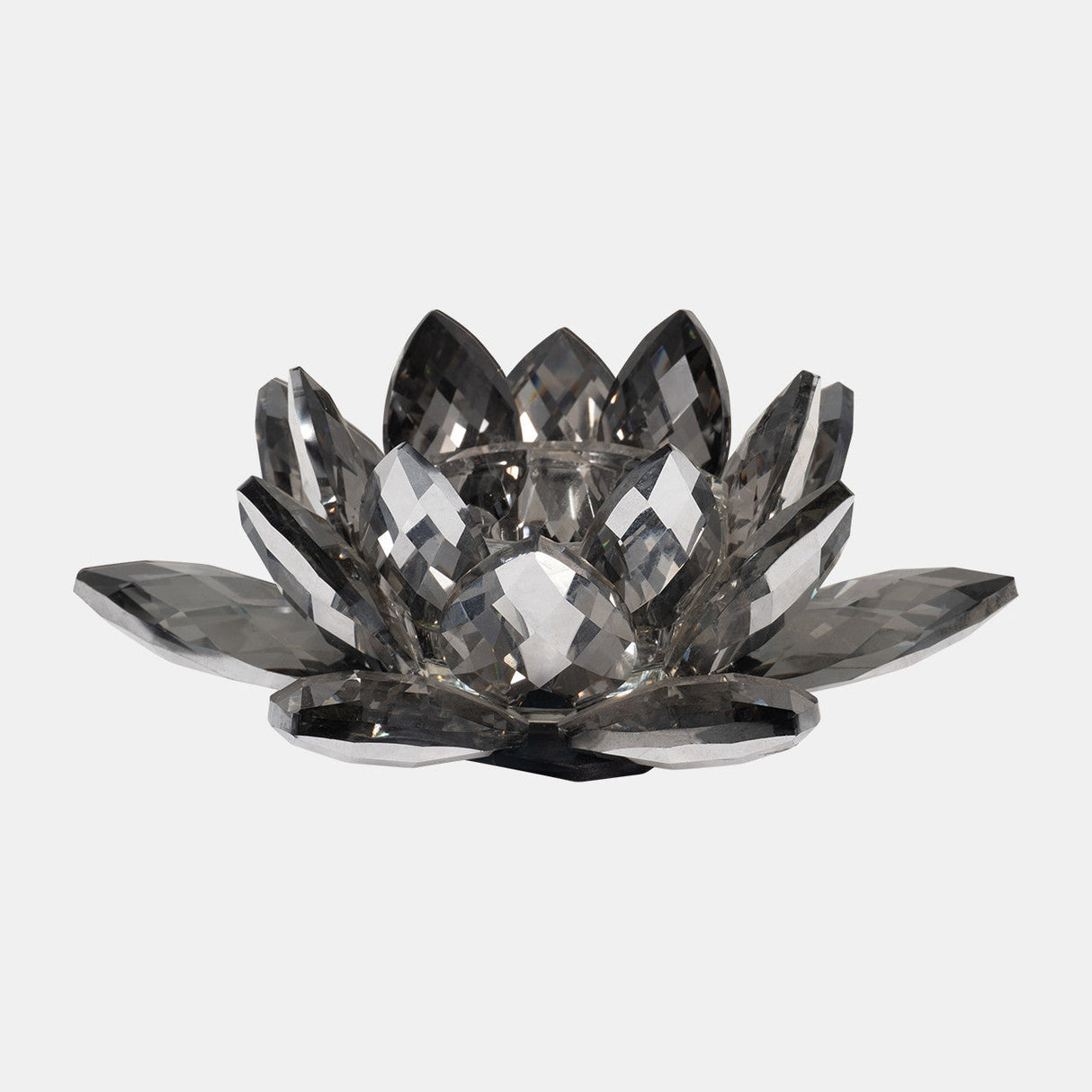 Black Crystal Lotus Votive Holder 8"