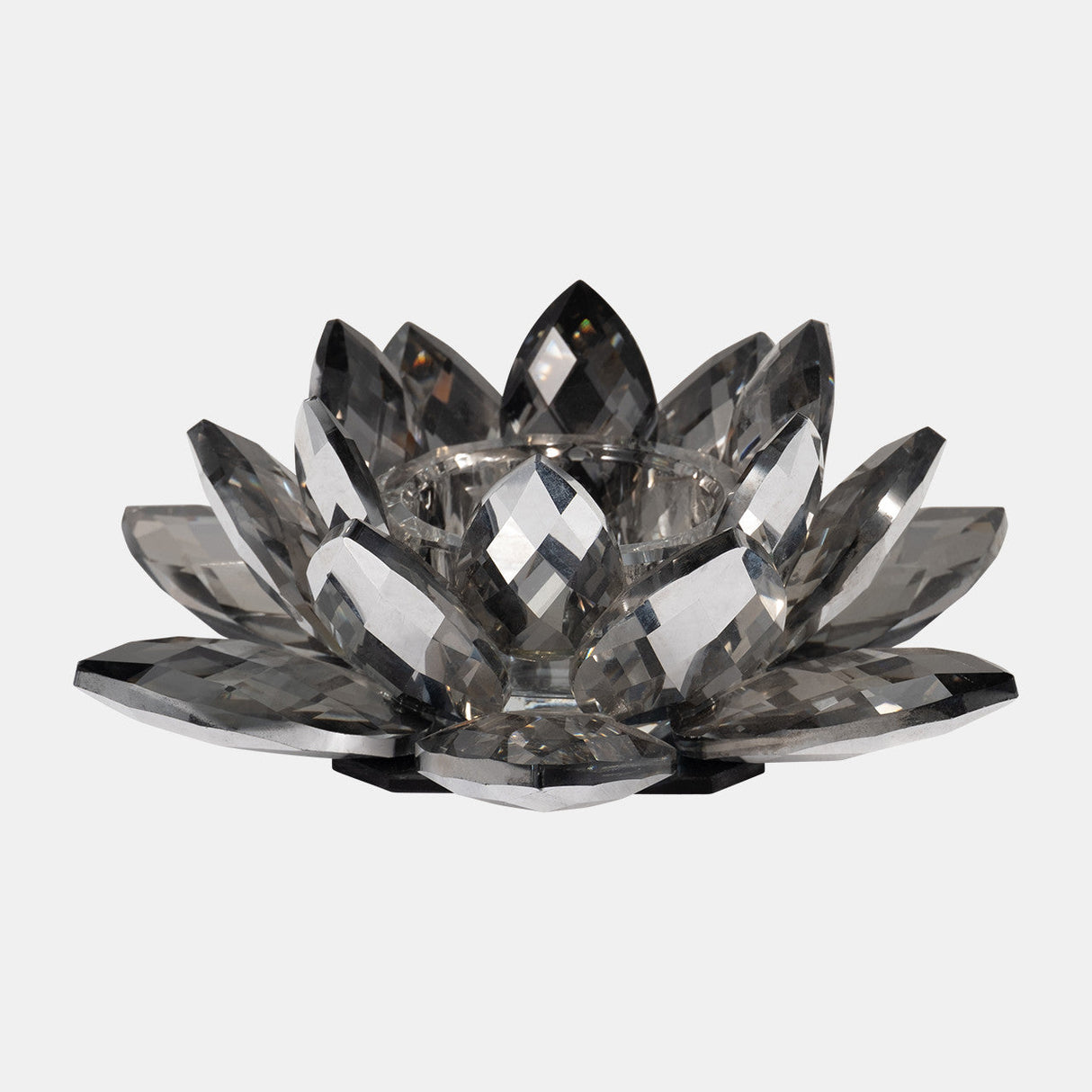 Black Crystal Lotus Votive Holder 8"