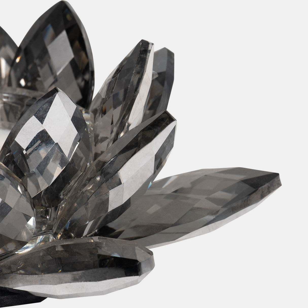 Black Crystal Lotus Votive Holder 8"