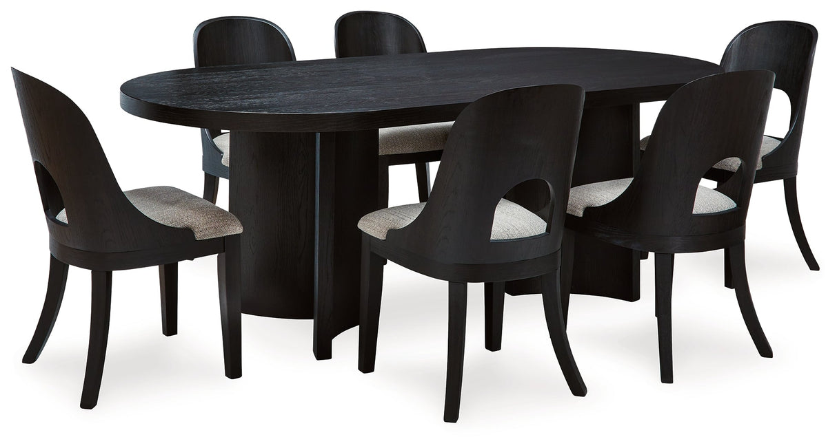 Rowanbeck Dining Table and 6 Chairs in Black