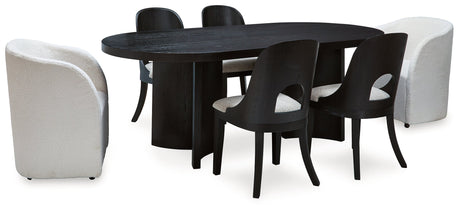 Rowanbeck Dining Table and 6 Chairs in Black