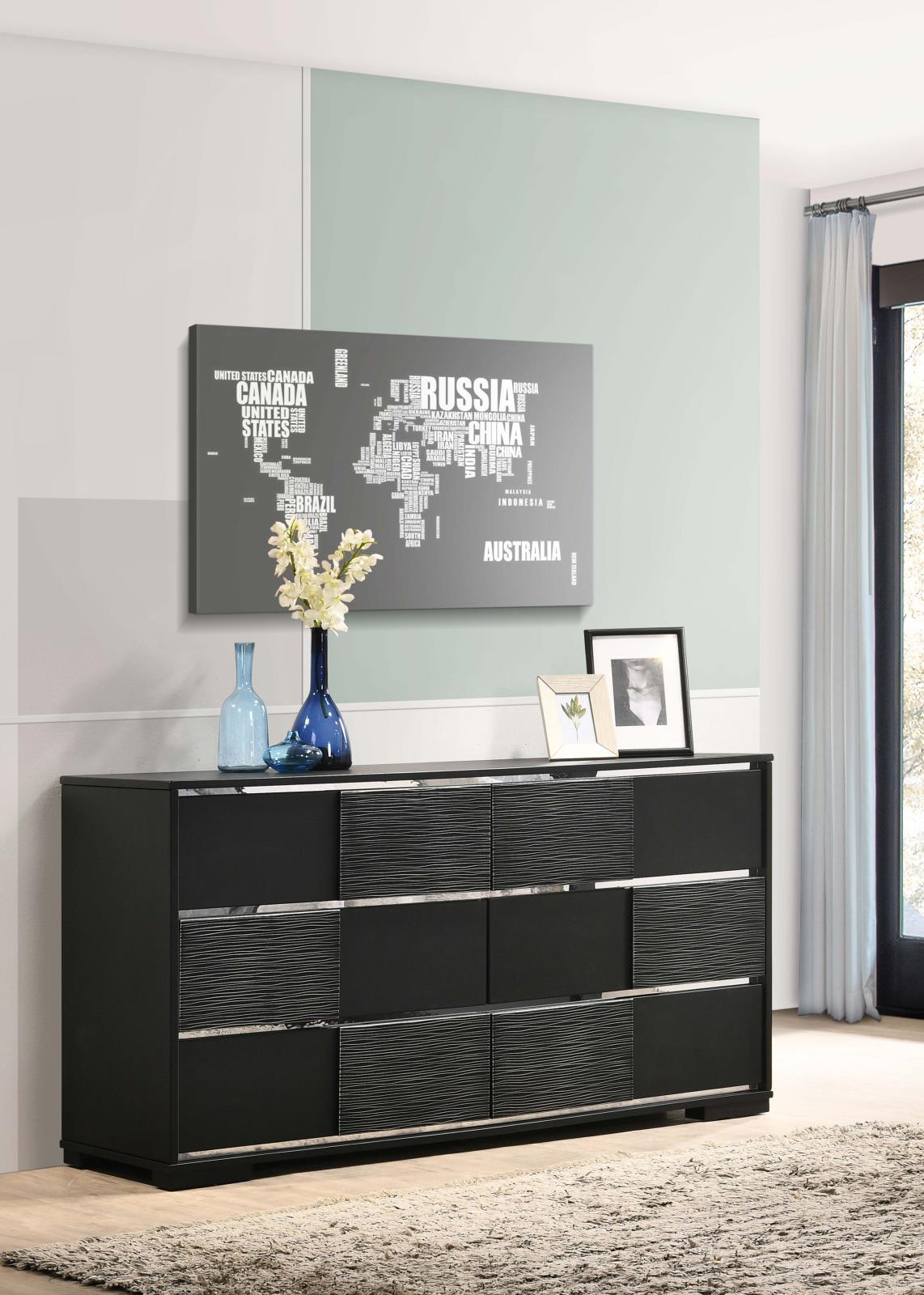 Blacktoft Black 6-Drawer Dresser by Coaster at Eve Furniture