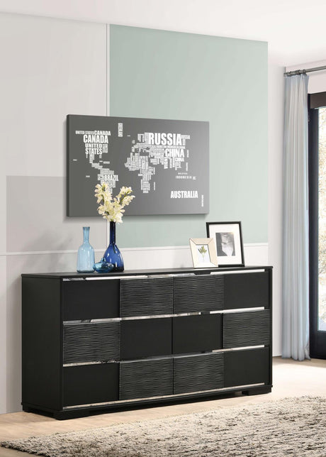 Blacktoft Black 6-Drawer Dresser by Coaster at Eve Furniture