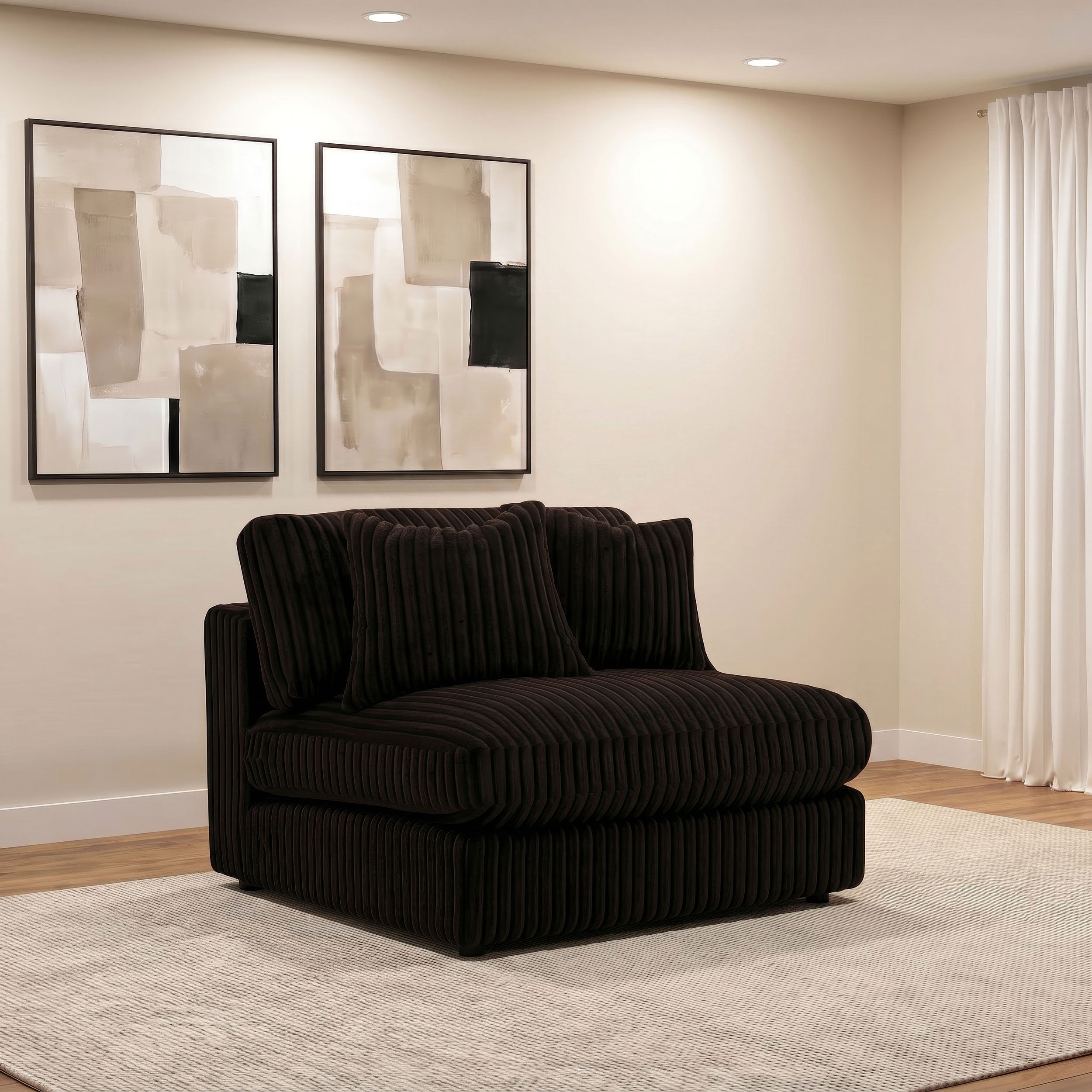 Blaine Chocolate Upholstered Armless Chair - Eve Furniture