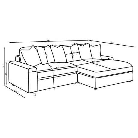 Blaine Sand 2-Piece Upholstered Reversible Chaise Sectional by Coaster at Eve Furniture
