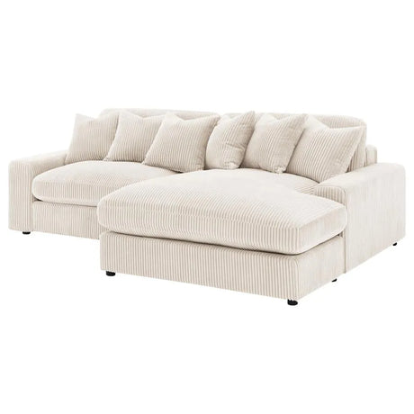 Blaine Sand 2-Piece Upholstered Reversible Chaise Sectional by Coaster at Eve Furniture
