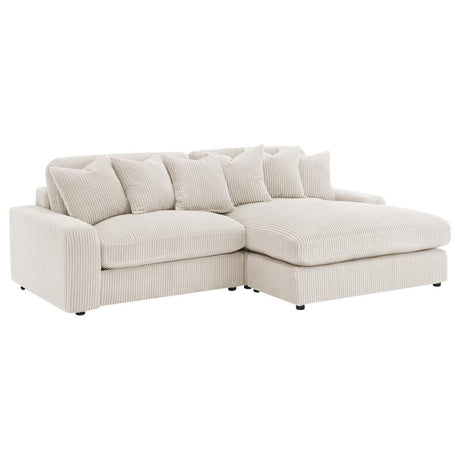 Blaine Sand 2-Piece Upholstered Reversible Chaise Sectional by Coaster at Eve Furniture