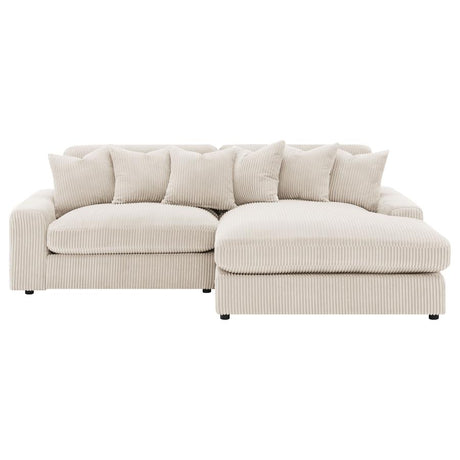 Blaine Sand 2-Piece Upholstered Reversible Chaise Sectional by Coaster at Eve Furniture