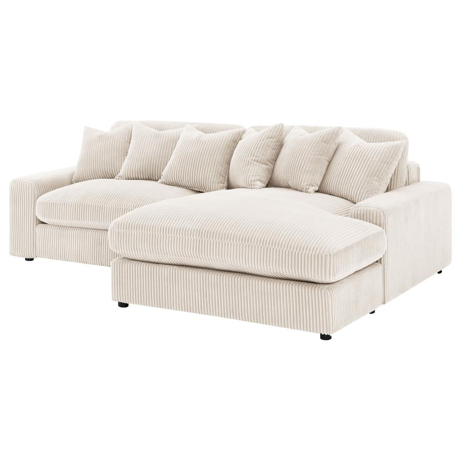 Blaine Sand 2-Piece Upholstered Reversible Chaise Sectional by Coaster at Eve Furniture