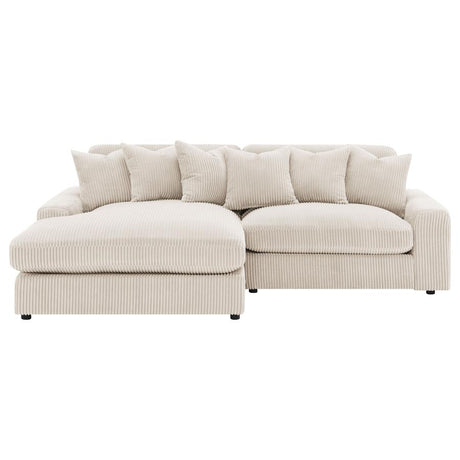 Blaine Sand 2-Piece Upholstered Reversible Chaise Sectional by Coaster at Eve Furniture