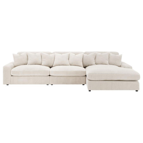 Blaine Sand 3-Piece Upholstered Reversible Chaise Sectional by Coaster at Eve Furniture