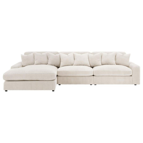 Blaine Sand 3-Piece Upholstered Reversible Chaise Sectional by Coaster at Eve Furniture