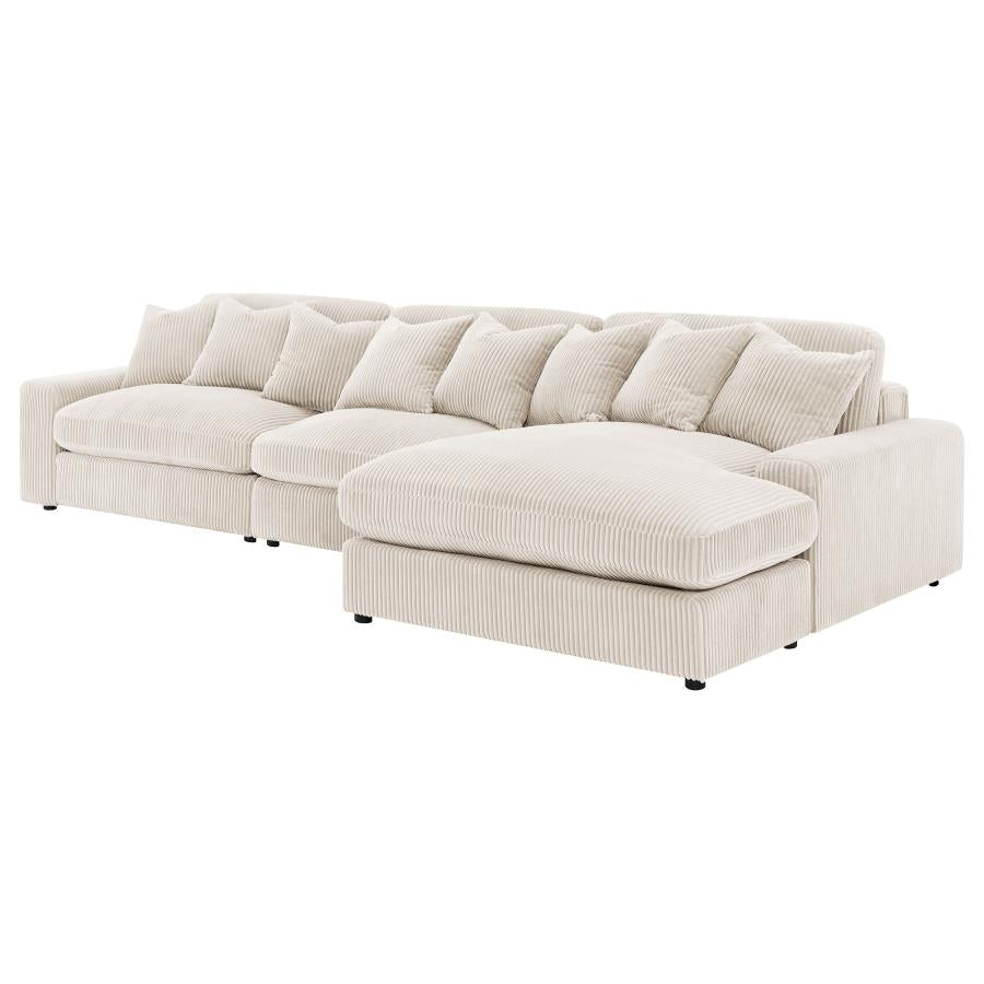Blaine Sand 3-Piece Upholstered Reversible Chaise Sectional by Coaster at Eve Furniture