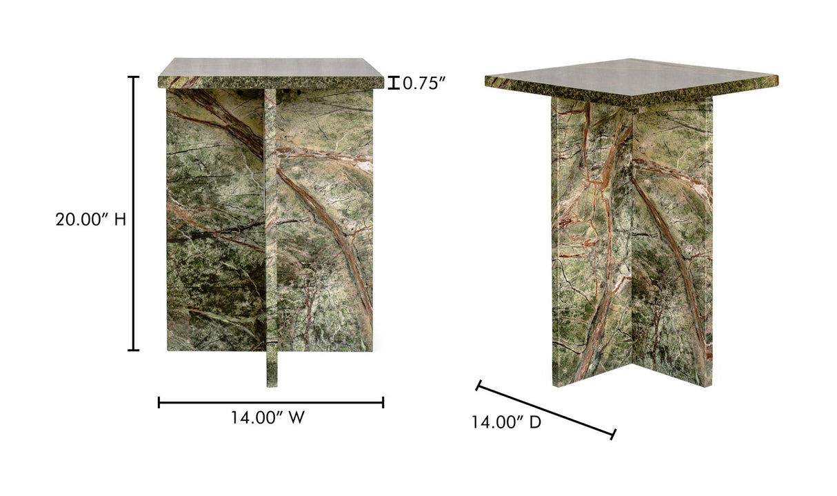 Blair Accent Table Rainforest Green Marble by Moe's Home at Eve Furniture
