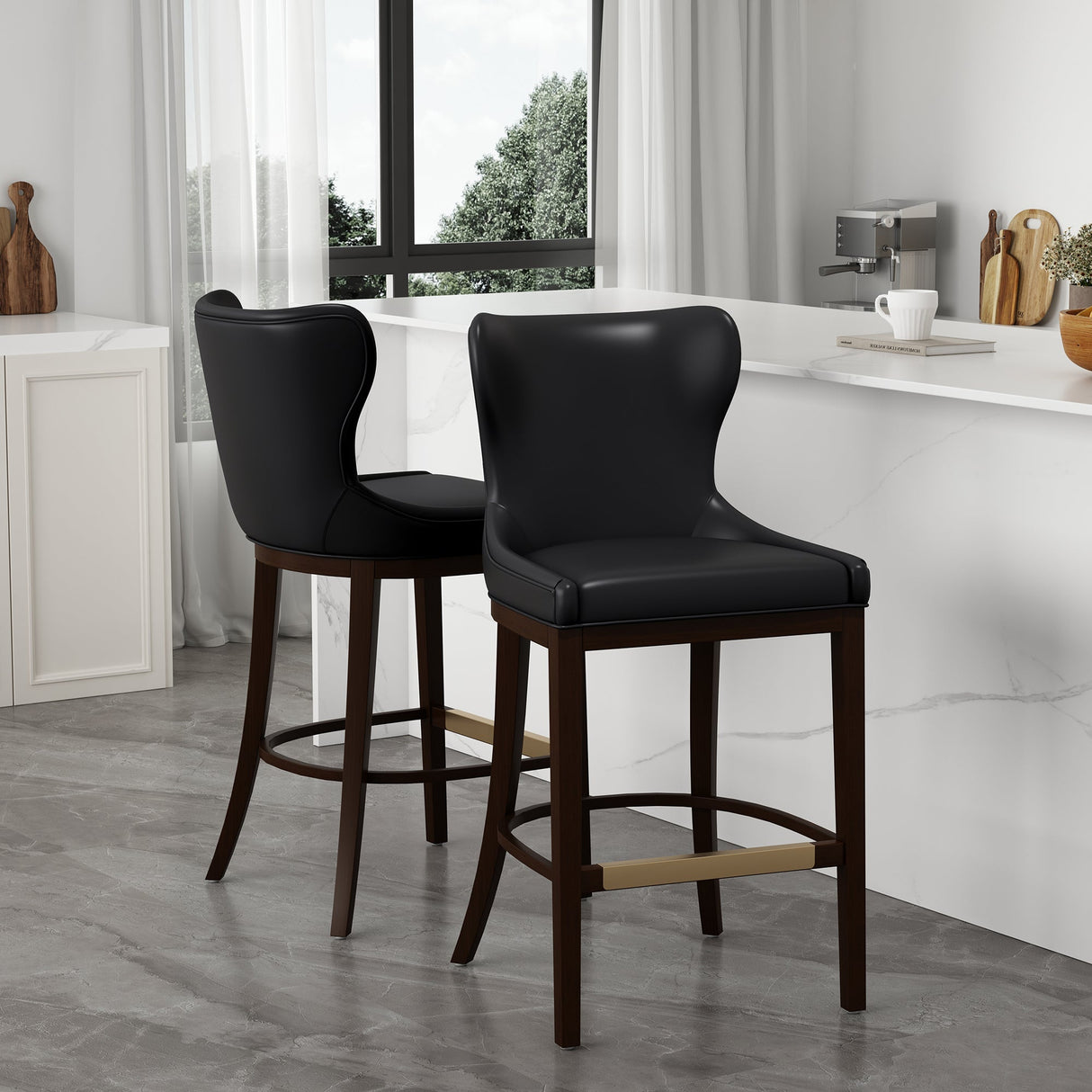 Blair Barstool in Black (set of 2) by Manhattan Comfort at Eve Furniture