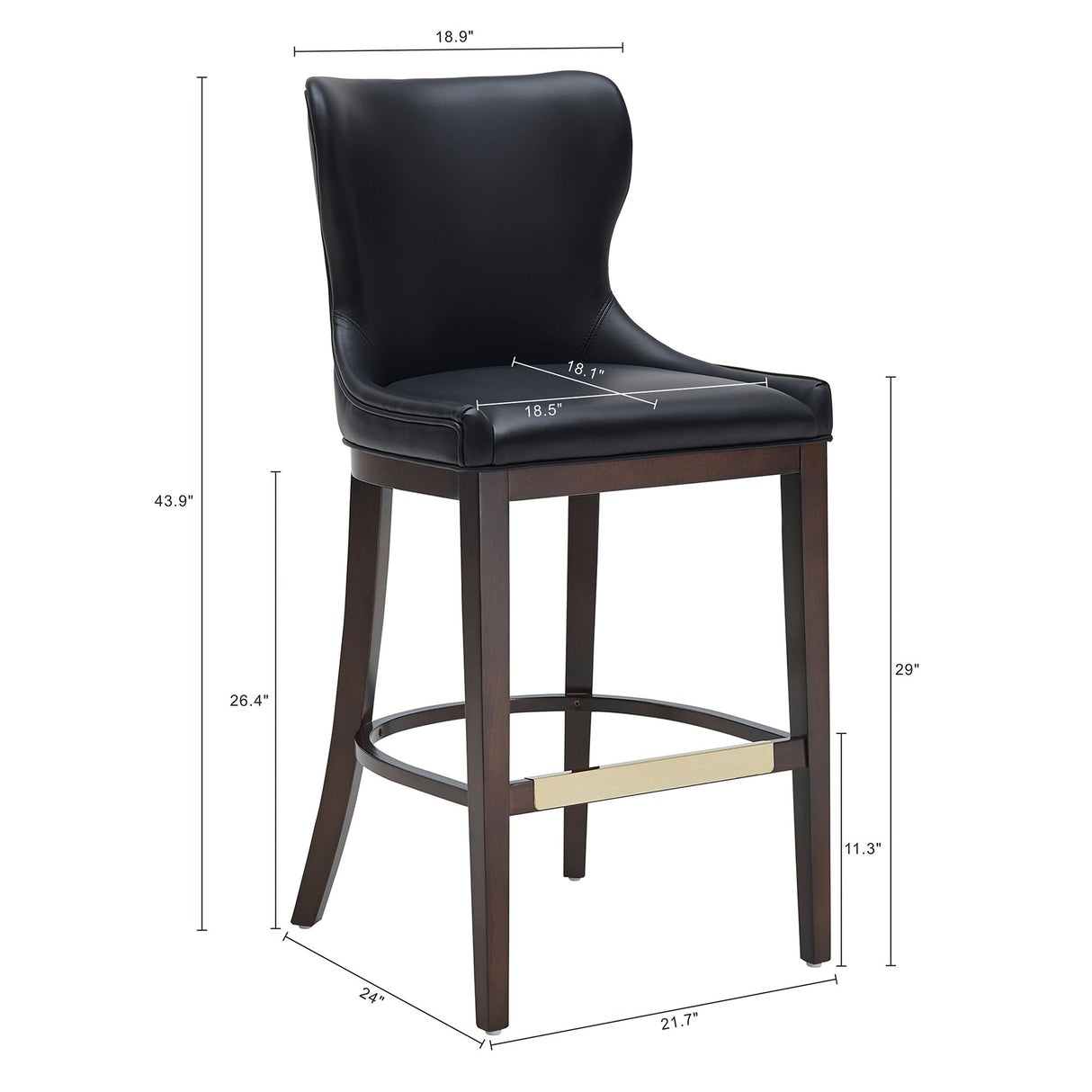 Blair Barstool in Black (set of 3) by Manhattan Comfort at Eve Furniture