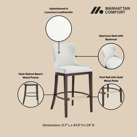 Blair Barstool in White (set of 2) by Manhattan Comfort at Eve Furniture