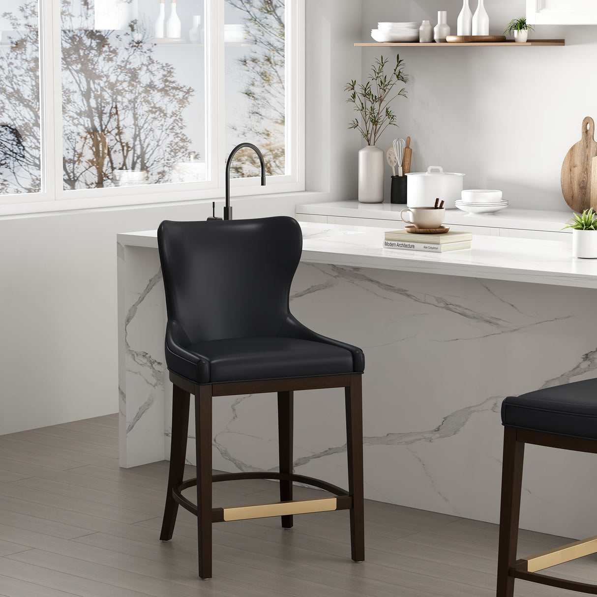 Blair Counter Stool in Black by Manhattan Comfort at Eve Furniture