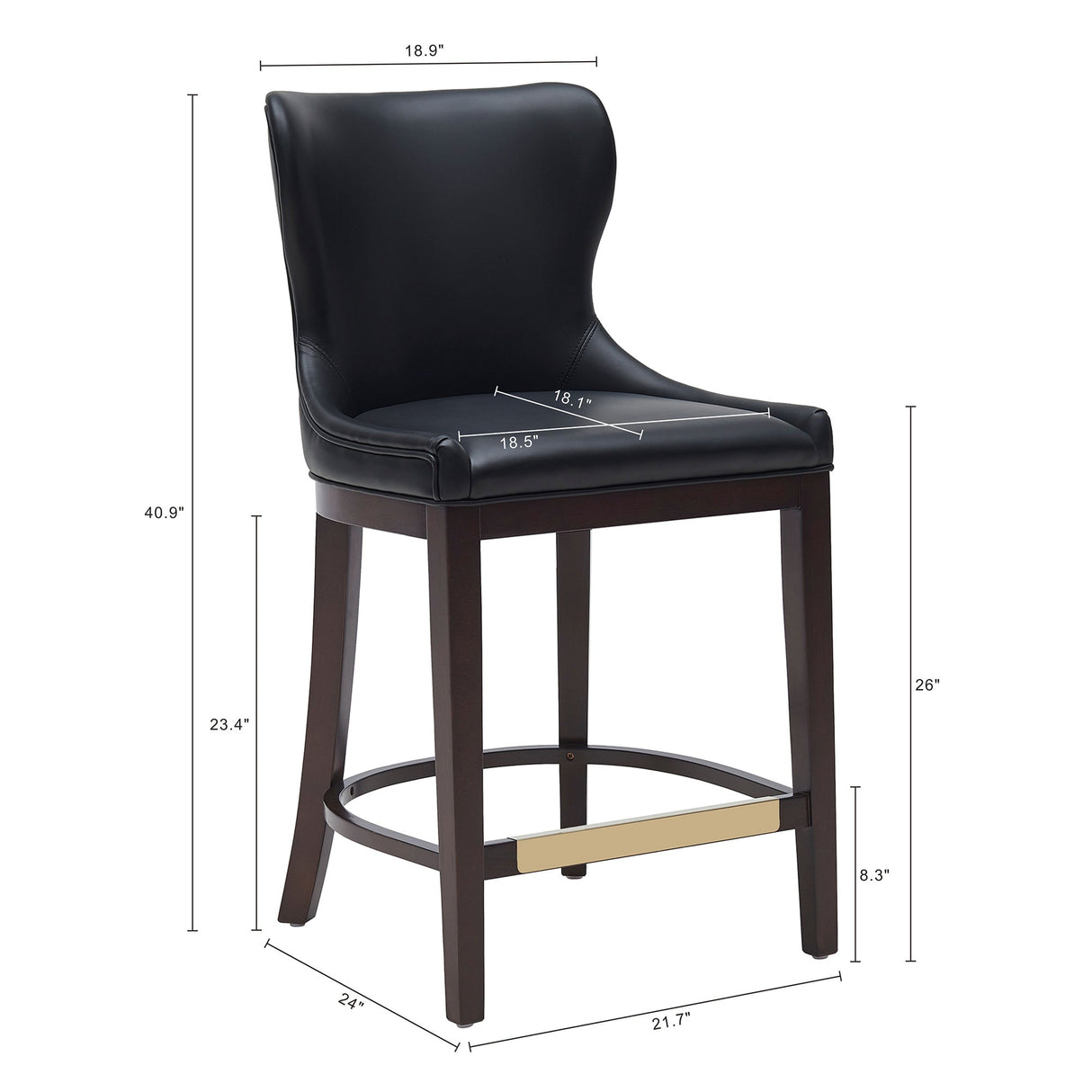 Blair Counter Stool in Black by Manhattan Comfort at Eve Furniture