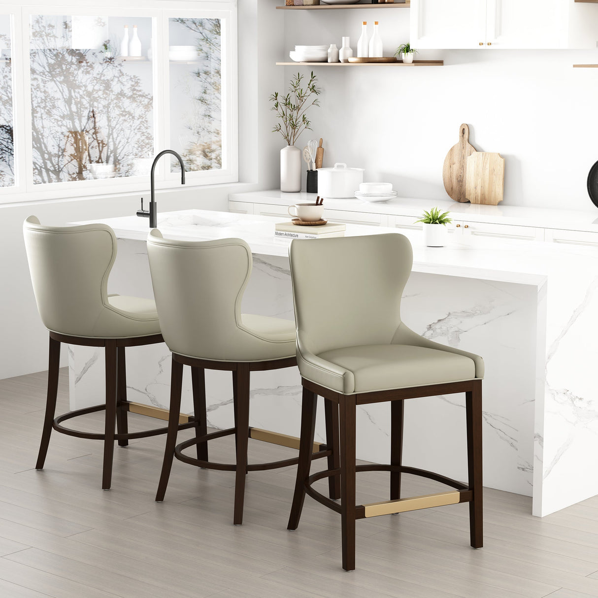 Blair Counter Stool in Stone by Manhattan Comfort at Eve Furniture