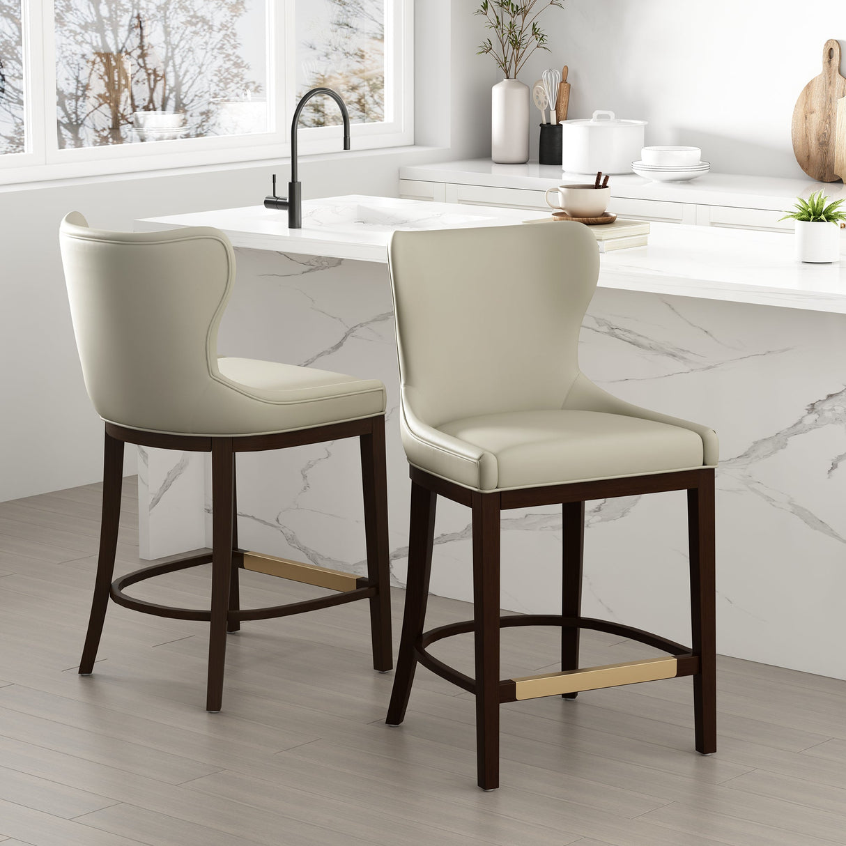 Blair Counter Stool in Stone (set of 2) by Manhattan Comfort at Eve Furniture