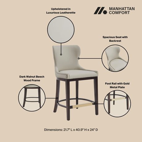Blair Counter Stool in Stone (set of 3) by Manhattan Comfort at Eve Furniture