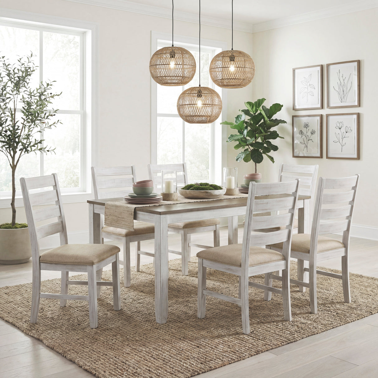 Blair Farm Grayish White/Brown 7-Piece Dining Room Set by Homelegance at Eve Furniture